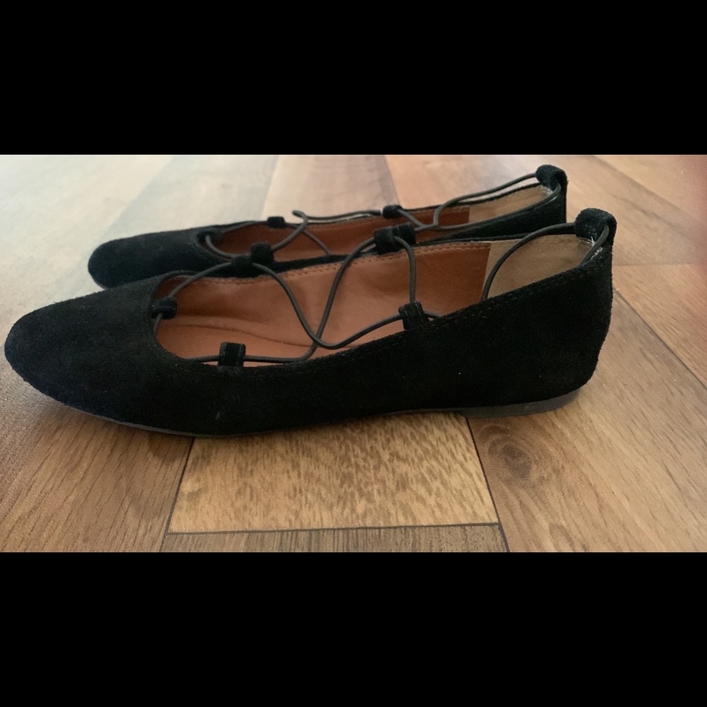 Strappy black ballet flats